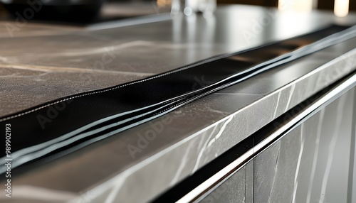 Elegant modern countertop featuring clear edge detail and a striking black band for a sophisticated touch