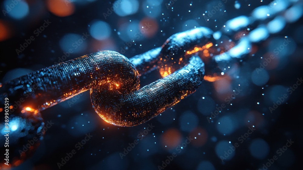Abstract Chain with Glowing Particles Abstract Chain with Glowing Particles