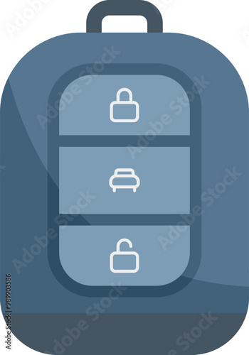 Simple icon of a modern electronic car key fob with lock, unlock and trunk release buttons