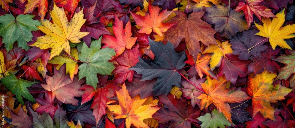 Autumn Maple Leaves Red Yellow Green Free Field For The Text In The Image Autumn Maple Leaves Red Yellow Green Free Field For The Text In The Image