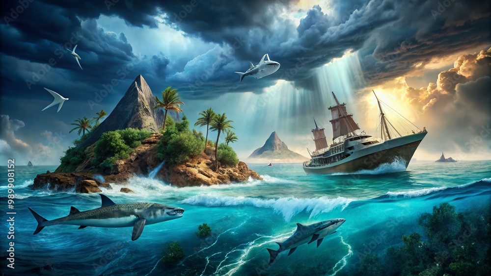 Fototapeta premium Exploring the Mysteries of the Bermuda Triangle: Danger, Myths, and Legends of the Ocean
