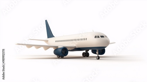 Simple Airplane Model on White Background