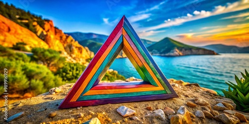 Geometric Greek Letter Triangle Symbol on a Vibrant Background for Educational and Design Use photo