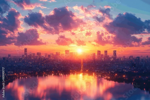 Cityscape at Sunset