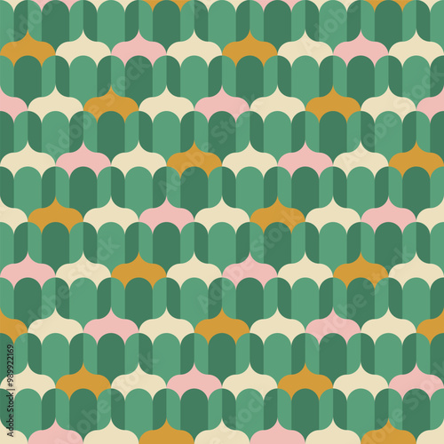 Simple Geometric Flower Bud Seamless Vector Repeat Pattern