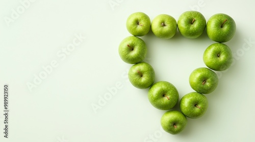 Wallpaper Mural Green apple fruit are arranged in a heart-shaped arrangement copy space Torontodigital.ca