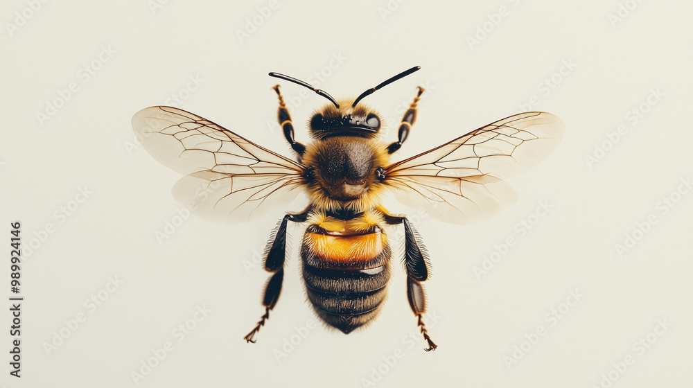 Honeybee Close-up: A detailed, top-down perspective of a honeybee, showcasing its intricate patterns and delicate wings. A captivating image for nature enthusiasts, beekeepers, and anyone fascinated Honeybee Close-up: A detailed, top-down perspective of a honeybee, showcasing its intricate patterns and delicate wings. A captivating image for nature enthusiasts, beekeepers, and anyone fascinated