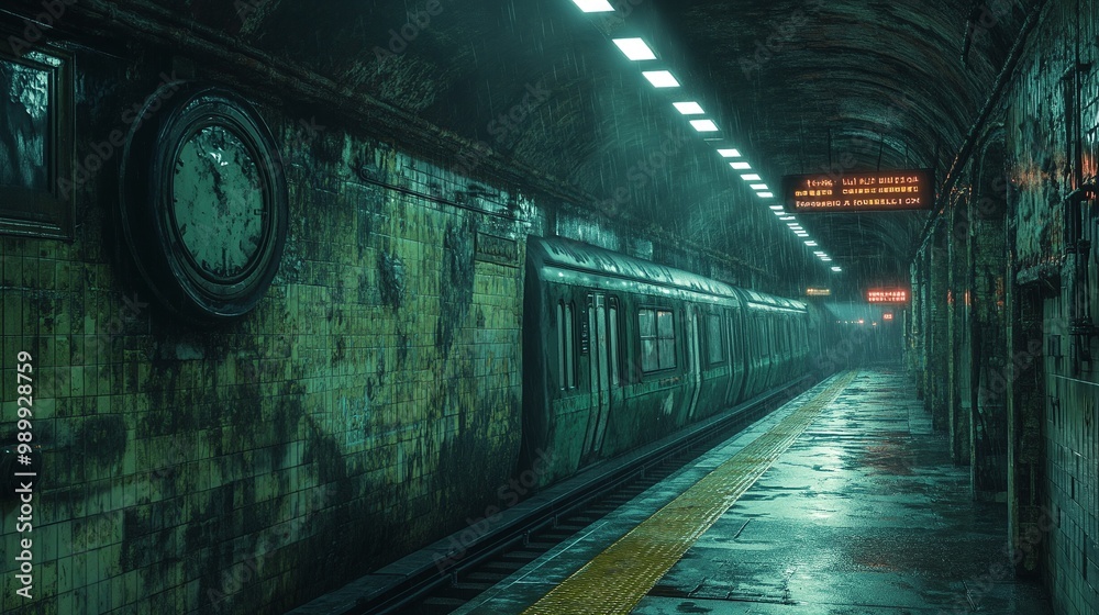 Fototapeta premium subway station atmosphere capturing the essence of urban travel with commuters navigating the space, using ticket machines, and accessing transit routes for efficient movement