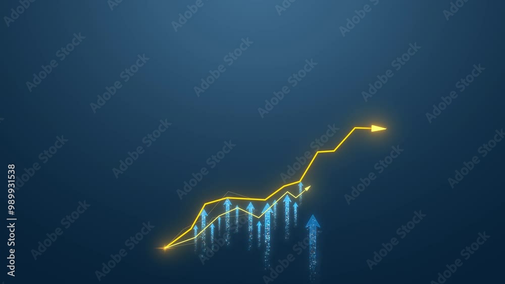 Business Growth Concept with Graph and Copy Space for Financial Data Analysis and Market Trends