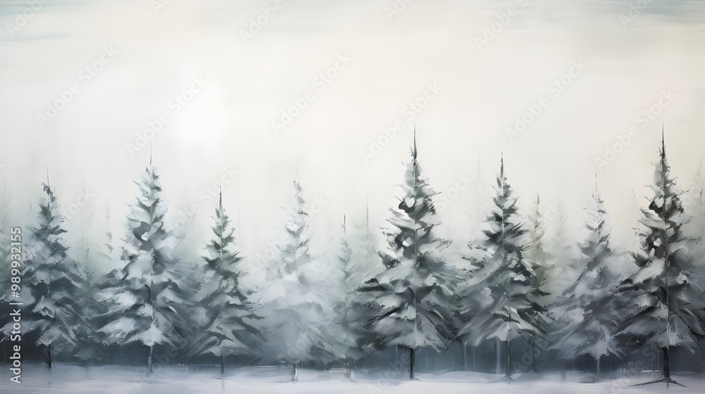Winter Christmas forest in fog, White Christmas, copy space for text, banner wallpaper HD, Christmas trees, spruce, Snowing, Greeting invitation Winter Christmas forest in fog, White Christmas, copy space for text, banner wallpaper HD, Christmas trees, spruce, Snowing, Greeting invitation