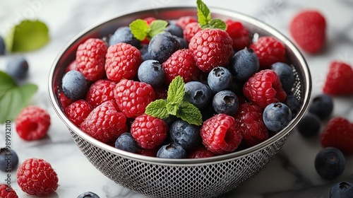 Fresh Raspberries and Blueberries