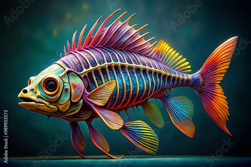 Intricate Skeleton Fish Displaying Unique Structure and Details on a Solid Background for Nature Lovers photo