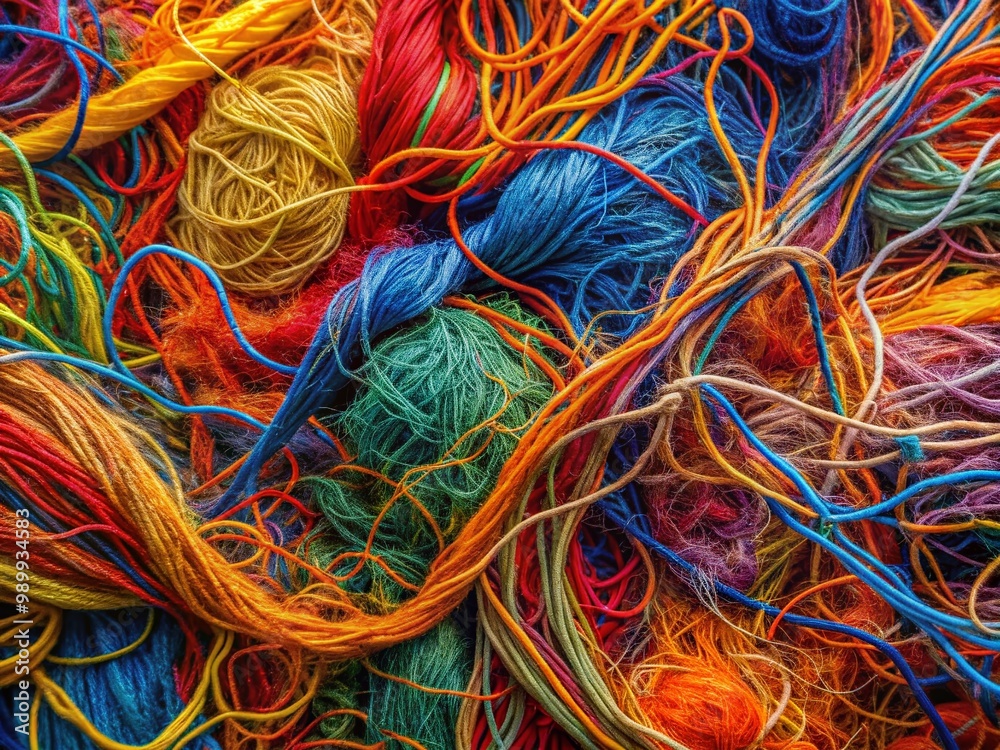 Intricate Tangles of Colored Threads Creating a Vivid and Chaotic Abstract Composition of Lines Intricate Tangles of Colored Threads Creating a Vivid and Chaotic Abstract Composition of Lines