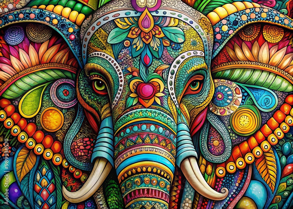 Fototapeta premium Intricate Zentangle Elephant Design with Detailed Patterns and Textures for Artistic Inspiration
