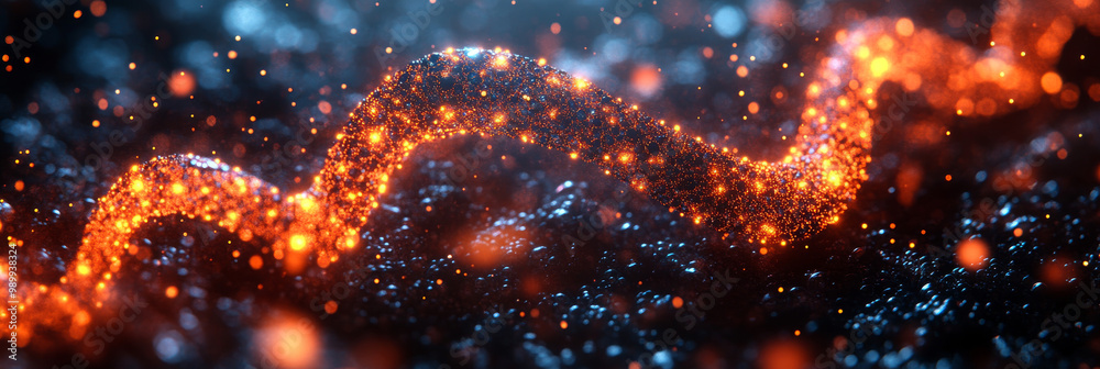 Abstract glowing particles in a wave motion. Abstract glowing particles in a wave motion.