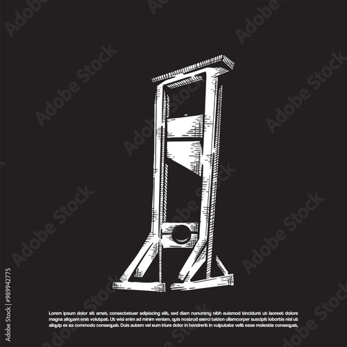 hand drawn guillotine punishment stuff vector illustration