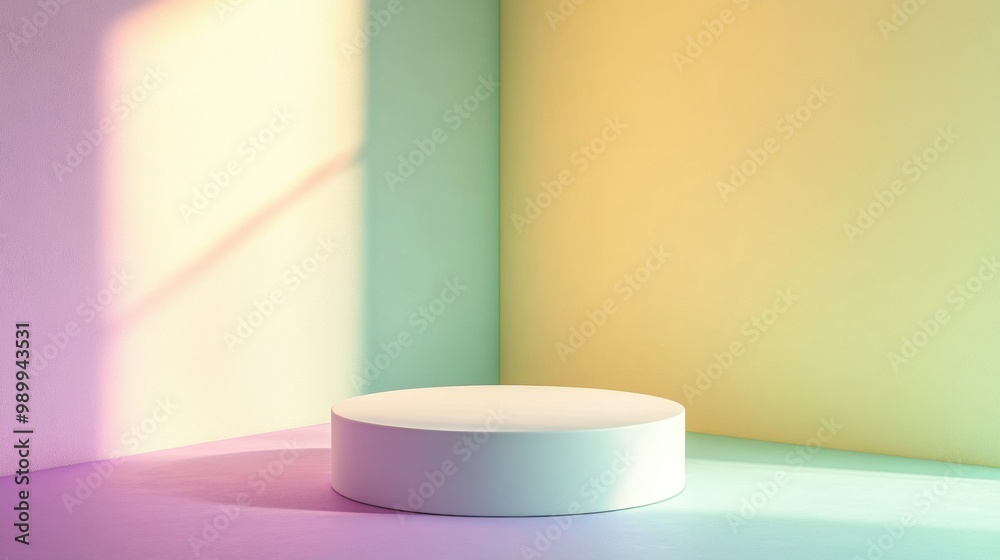 3D illustration, white round podium, pastel background and floor, beautiful, cute, suitable for displaying products, helping in designing various media. 3D illustration, white round podium, pastel background and floor, beautiful, cute, suitable for displaying products, helping in designing various media.