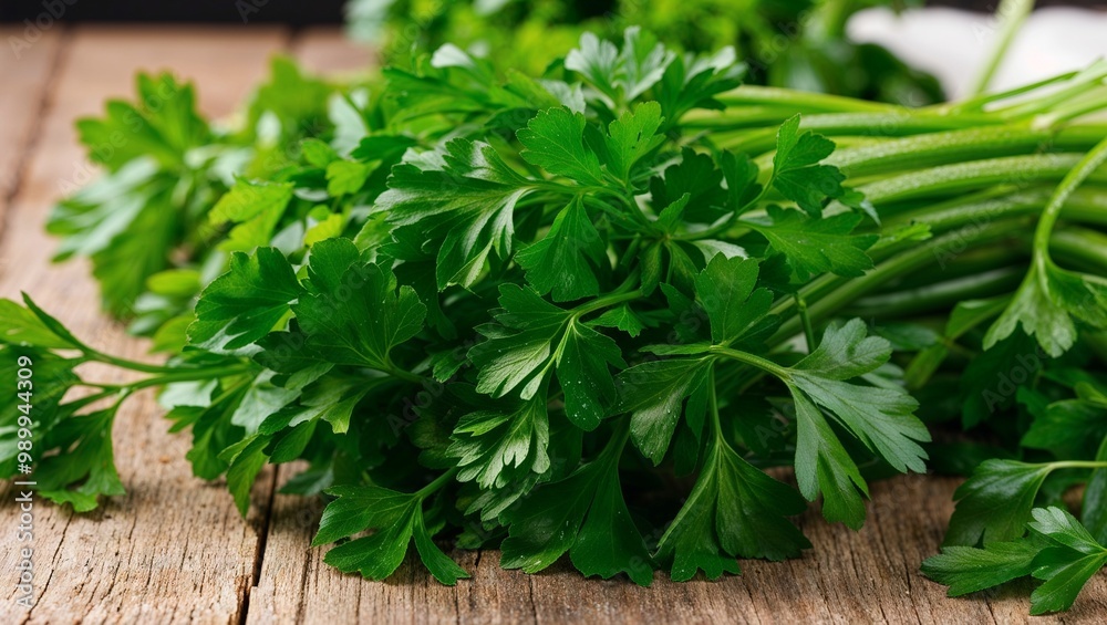Fresh parsley with firm green stems closeup Fresh parsley with firm green stems closeup
