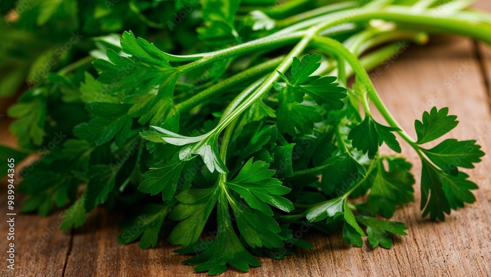Fresh parsley with firm green stems closeup Fresh parsley with firm green stems closeup