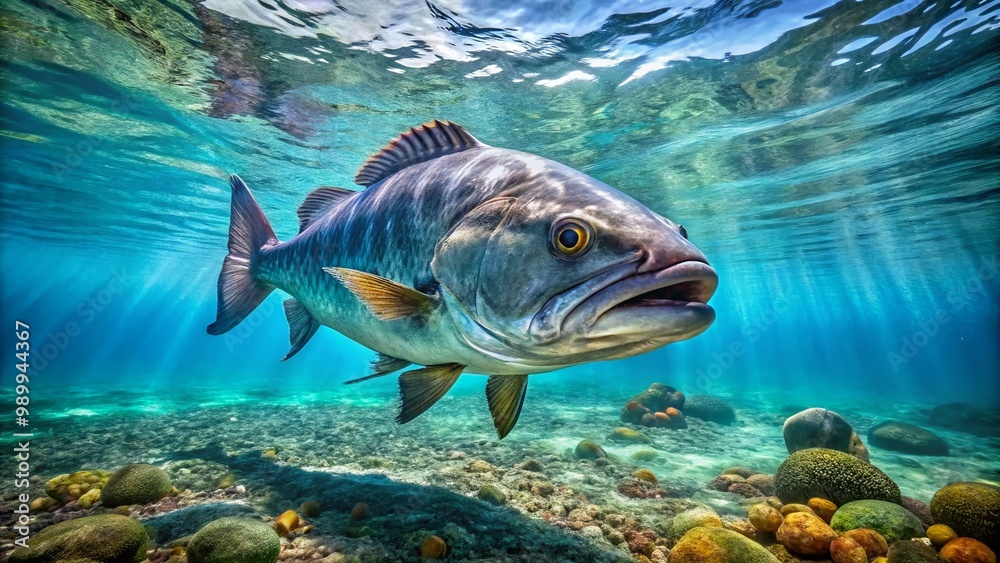 Majestic Gigas Fish Swimming Gracefully in Crystal Clear Waters of a Vibrant Marine Ecosystem Majestic Gigas Fish Swimming Gracefully in Crystal Clear Waters of a Vibrant Marine Ecosystem