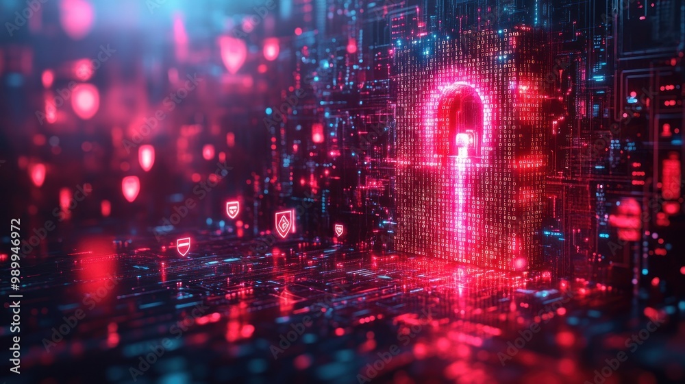 Obraz premium Cybersecurity Lock