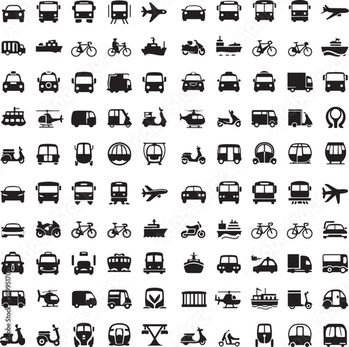 Transport Silhouette Icons Set