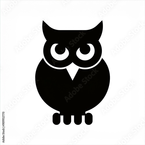 owl black icon isolated on white