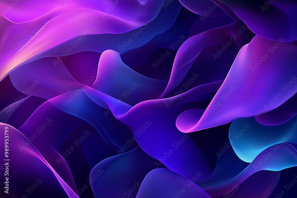 Obraz premium Fluid Organic Forms in Deep Purples and Blues Blending Together: A Mesmerizing Abstract Composition