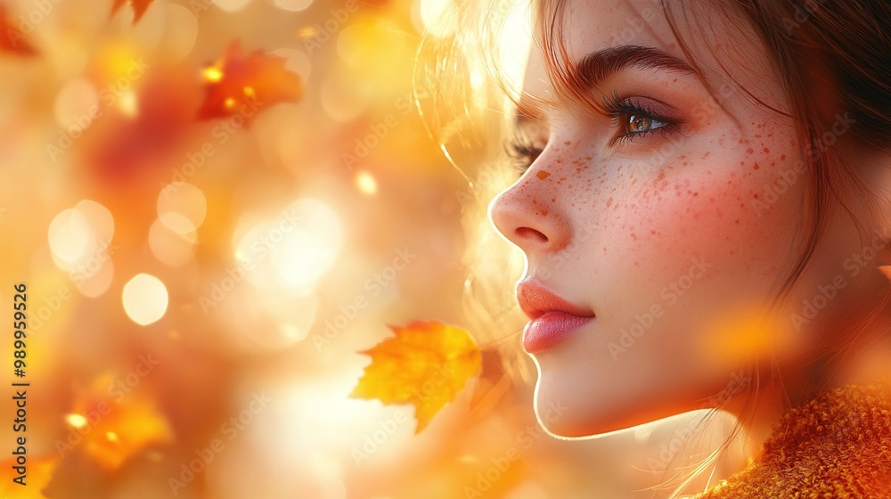 stunning autumn banner with a happy girl surrounded by yellow and red leaves creating a warm atmosphere in a blurred natural setting celebrating the season stunning autumn banner with a happy girl surrounded by yellow and red leaves creating a warm atmosphere in a blurred natural setting celebrating the season