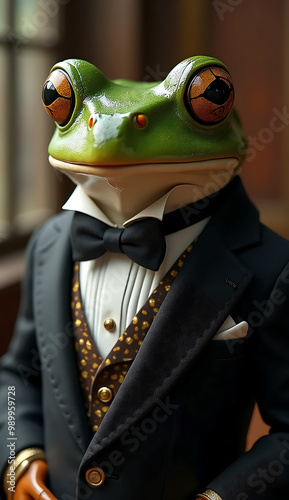Frog in a suit. Created with generative AI tools