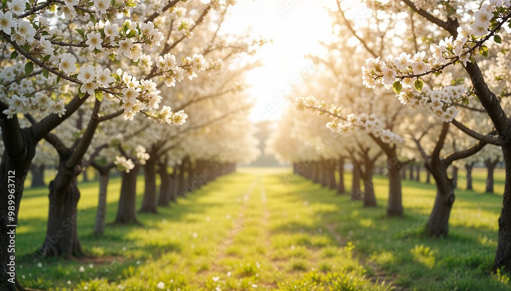 Spring Nature Seasonal Background with Colorful Flowers and Bright Sunny Sky
Spring Nature Seasonal Background with Colorful Flowers and Bright Sunny Sky