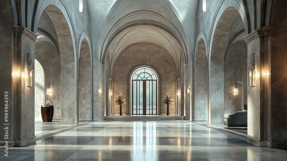 Beautifully designed interior of an arch building with soft lighting and elegant features, captured in detailed 3D architectural rendering Beautifully designed interior of an arch building with soft lighting and elegant features, captured in detailed 3D architectural rendering