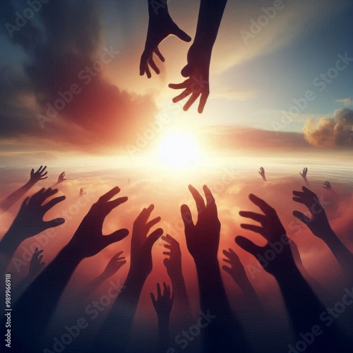 Silhouette of hands reaching out for help on International Day of Peace