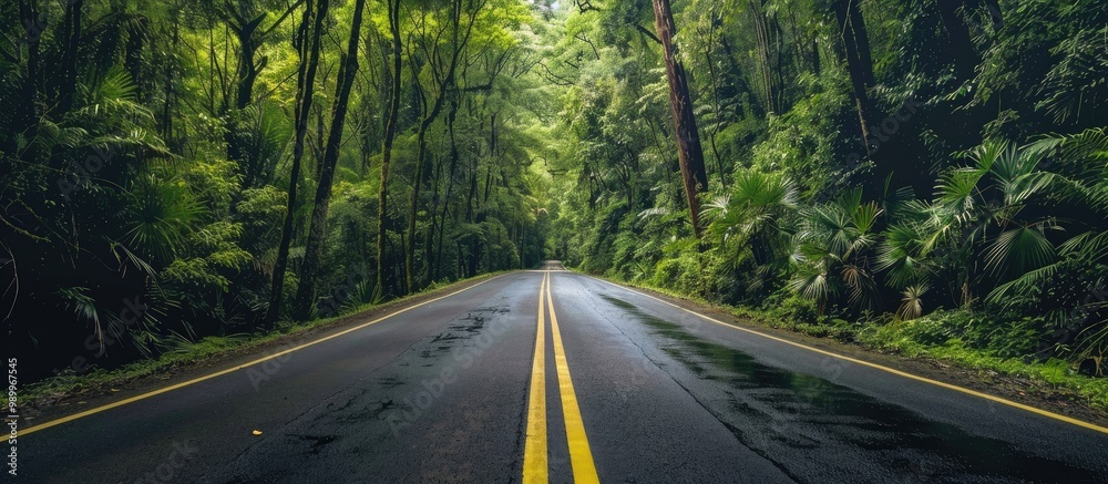 Obraz premium Rural Road Country Road Green Trees And Forest