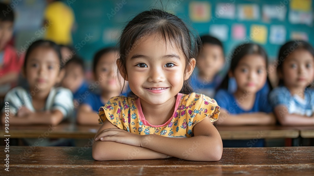 cheerful young Asian students seriously attending a lesson in a classroom on back-to-school day emphasizing the excitement of returning to school and the joy of learning in an academic setting cheerful young Asian students seriously attending a lesson in a classroom on back-to-school day emphasizing the excitement of returning to school and the joy of learning in an academic setting