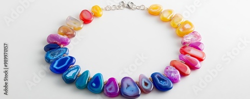 Bold agate necklace, chunky and colorful, handcrafted for a statement look photo