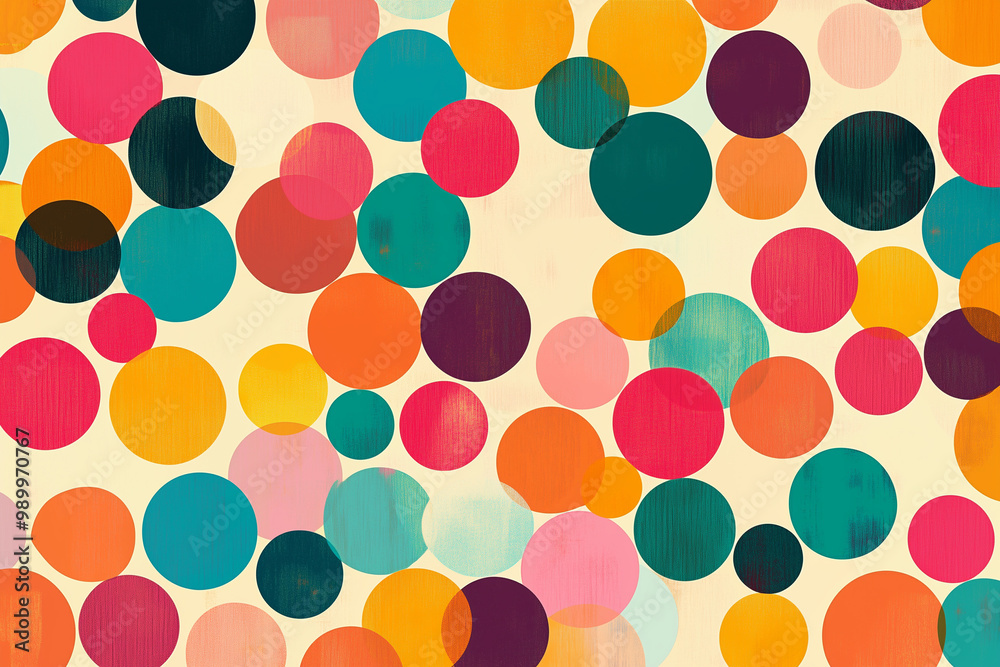 Vibrant Pop Art-Inspired Circles and Dots in Bright Retro Colors, Capturing the Essence of the 60s Era Vibrant Pop Art-Inspired Circles and Dots in Bright Retro Colors, Capturing the Essence of the 60s Era