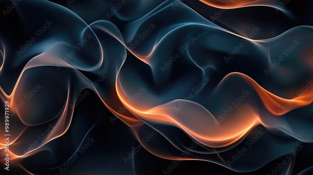 Abstract flowing dark forms with subtle glowing lines cutting through the shadows. Abstract flowing dark forms with subtle glowing lines cutting through the shadows.