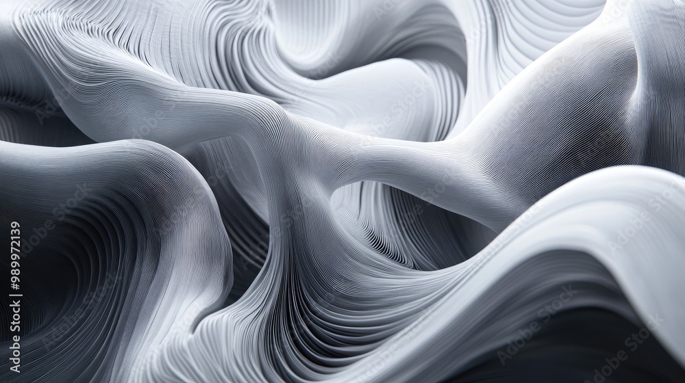 Abstract lines bending and twisting into organic shapes, forming a dynamic 3D structure. Abstract lines bending and twisting into organic shapes, forming a dynamic 3D structure.