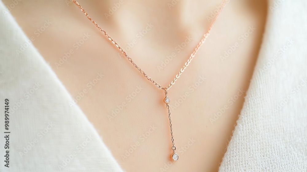 Elegant lariat necklace rose gold chain dainty gemstone accents handcrafted f Design Concept No.1 Foto Poster Wandbilder bei EuroPosters