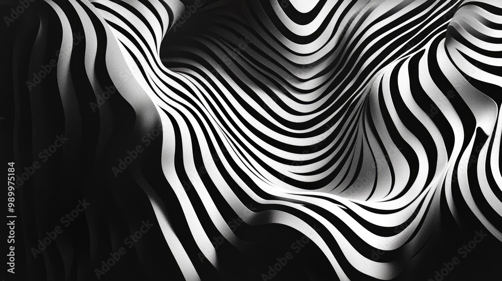 Black and white abstract lines curving into organic shapes, creating a hypnotic visual effect. Black and white abstract lines curving into organic shapes, creating a hypnotic visual effect.