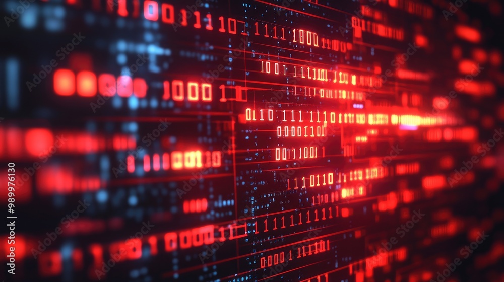Cyber attack alert on a computer screen, surrounded by red warning lights and binary code. Cyber attack alert on a computer screen, surrounded by red warning lights and binary code.