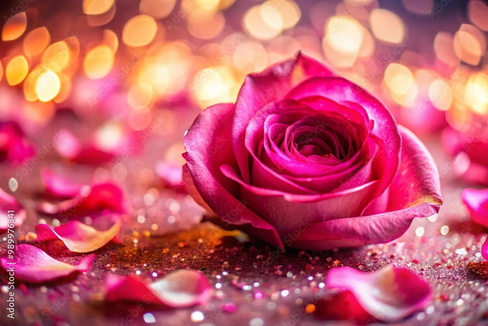 Sparkling Rose Petals with Soft Focus Background Creating a Dreamy Romantic Atmosphere Sparkling Rose Petals with Soft Focus Background Creating a Dreamy Romantic Atmosphere