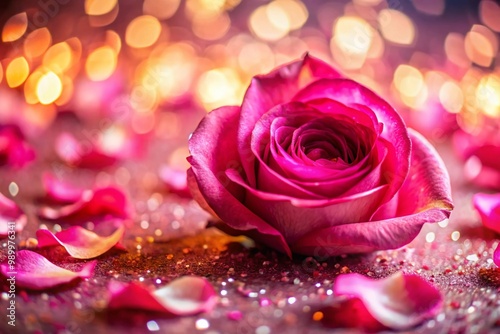 Sparkling Rose Petals with Soft Focus Background Creating a Dreamy Romantic Atmosphere