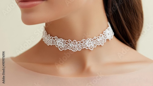 Intricate lace choker necklace, delicate and feminine, handcrafted with fine details