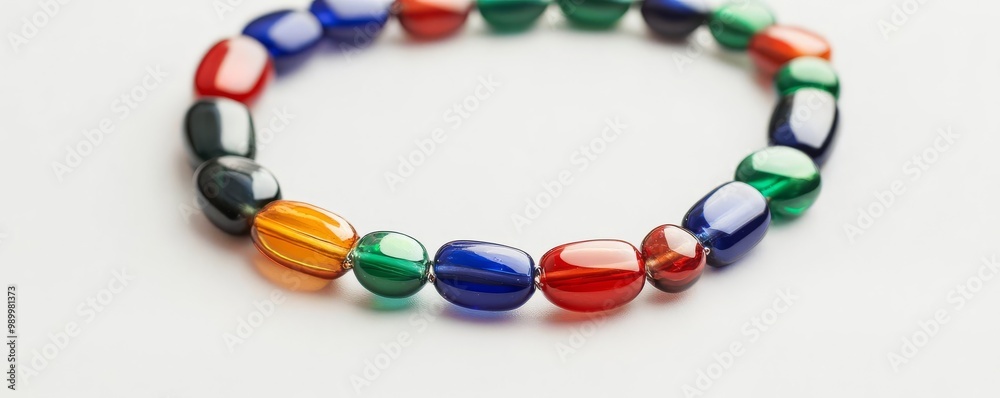 Fototapeta premium Recycled bottle glass necklace, eco-friendly and colorful, artisan-crafted