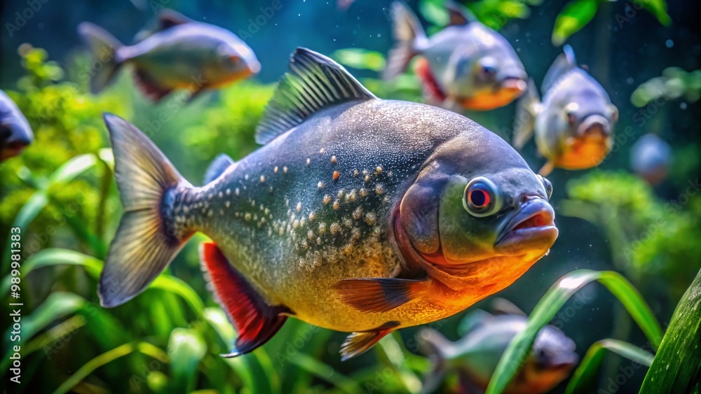 Stunning Close-Up Images of Piranha Fish Swimming in Clear Freshwater Aquatic Environment Stunning Close-Up Images of Piranha Fish Swimming in Clear Freshwater Aquatic Environment