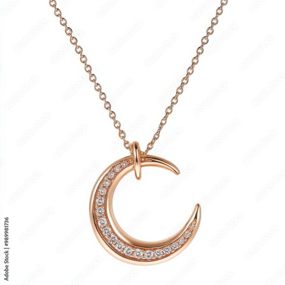 Rose gold moon necklace, celestial and handcrafted Rose gold moon necklace, celestial and handcrafted