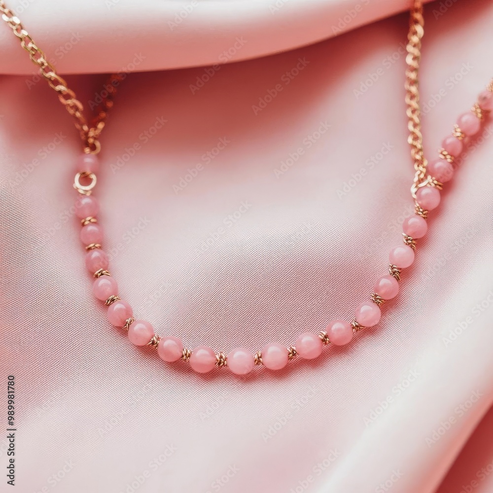 Rose quartz collar, layered chains, romantic and handcrafted Rose quartz collar, layered chains, romantic and handcrafted