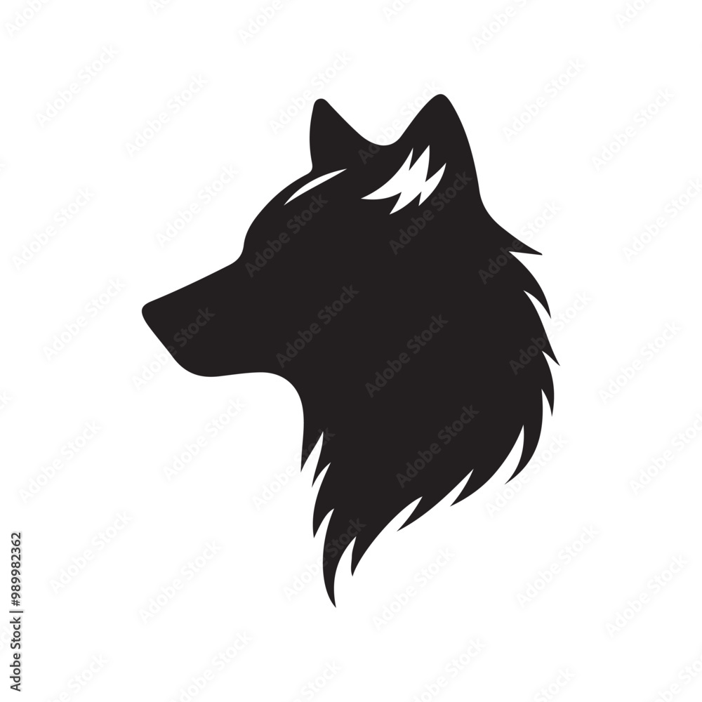 Naklejka premium wolf head silhouette, Stylized silhouette icons of a wolf face on a white background, depicted in vector format